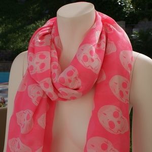 SKULL COTTON SCARF PINK